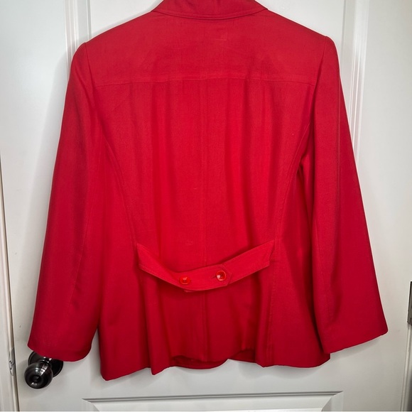 Josephine Chaus Red 100% Silk Blazer Jacket 12 - Picture 3 of 15